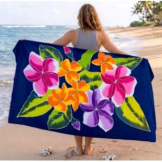 Rayon Sarong Hand Painted Flower Design Handmade In Bali